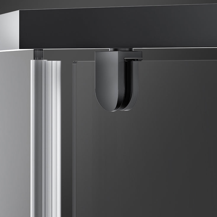 Black and Silver Neo-Angle Shower Enclosure Tempered Glass Shower Enclosure