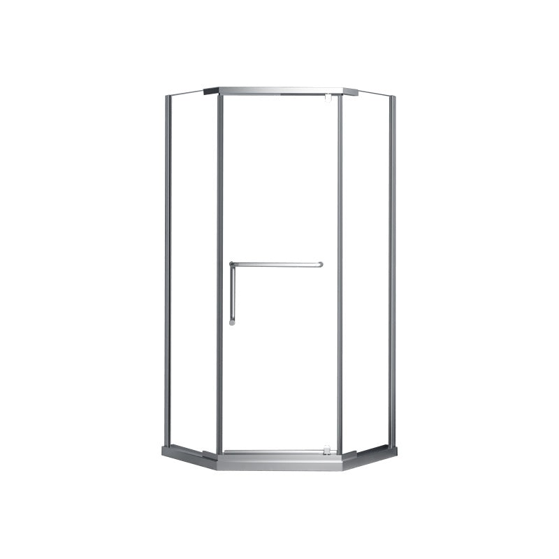 Black and Silver Neo-Angle Shower Enclosure Tempered Glass Shower Enclosure