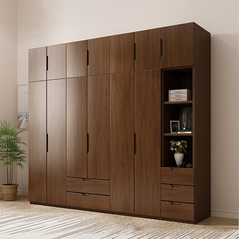 Contemporary Oak Solid Wood Wardrobe Freestanding Multifunctional Wardrobe