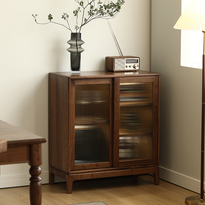 Mid-Century Modern Rectangle Accent Cabinet Solid Wood Brown Accent Cabinet