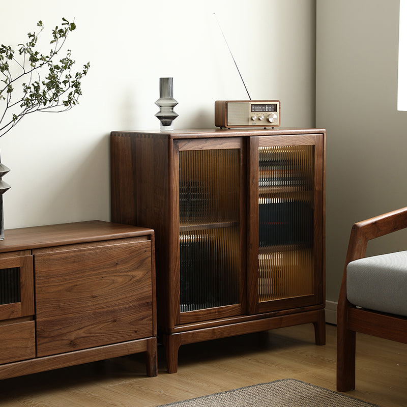 Mid-Century Modern Rectangle Accent Cabinet Solid Wood Brown Accent Cabinet