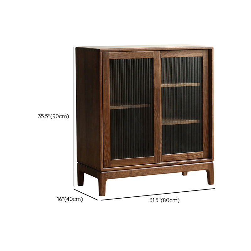Mid-Century Modern Rectangle Accent Cabinet Solid Wood Brown Accent Cabinet
