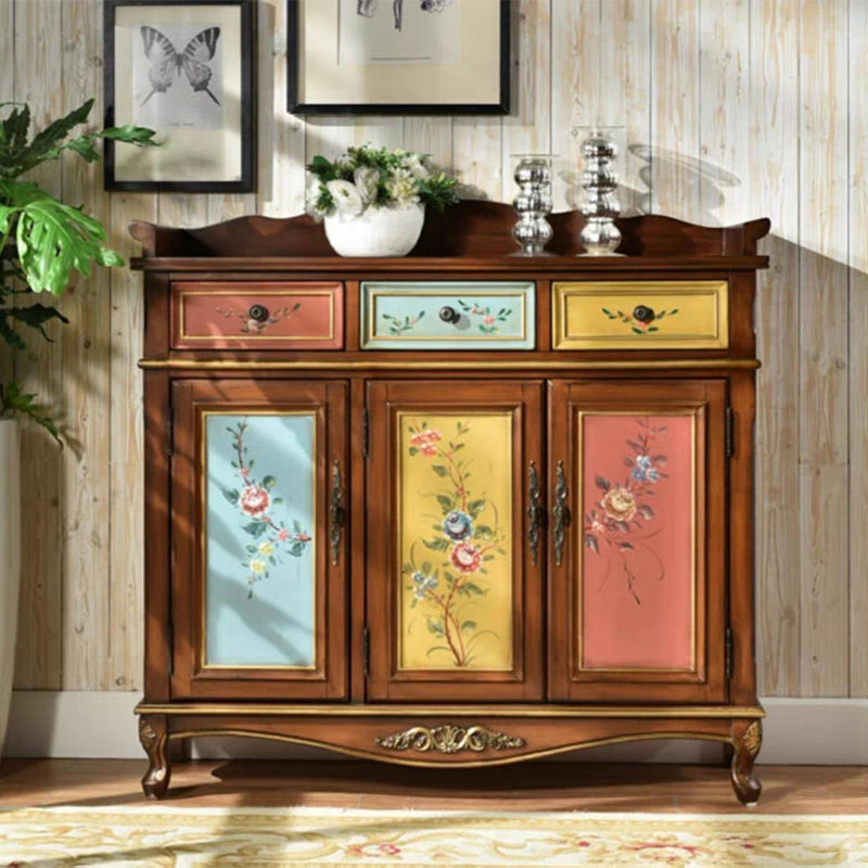 Industrial Rectangle Accent Cabinet Solid Wood Cabriole Legs Accent