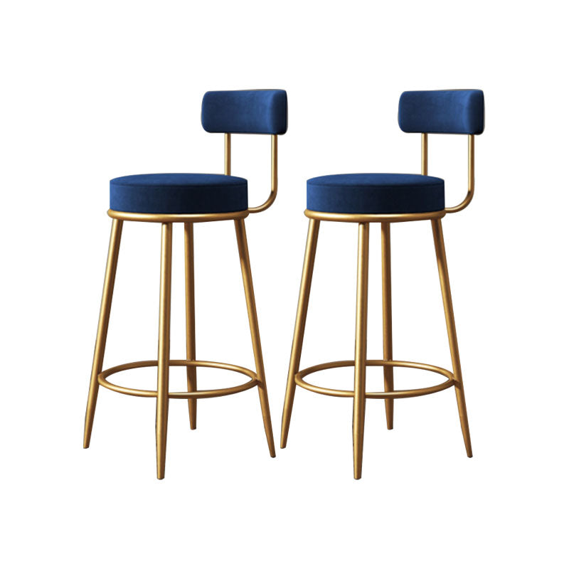 Glam Living Room Counter Chair Metal Bar Stools with Footrest