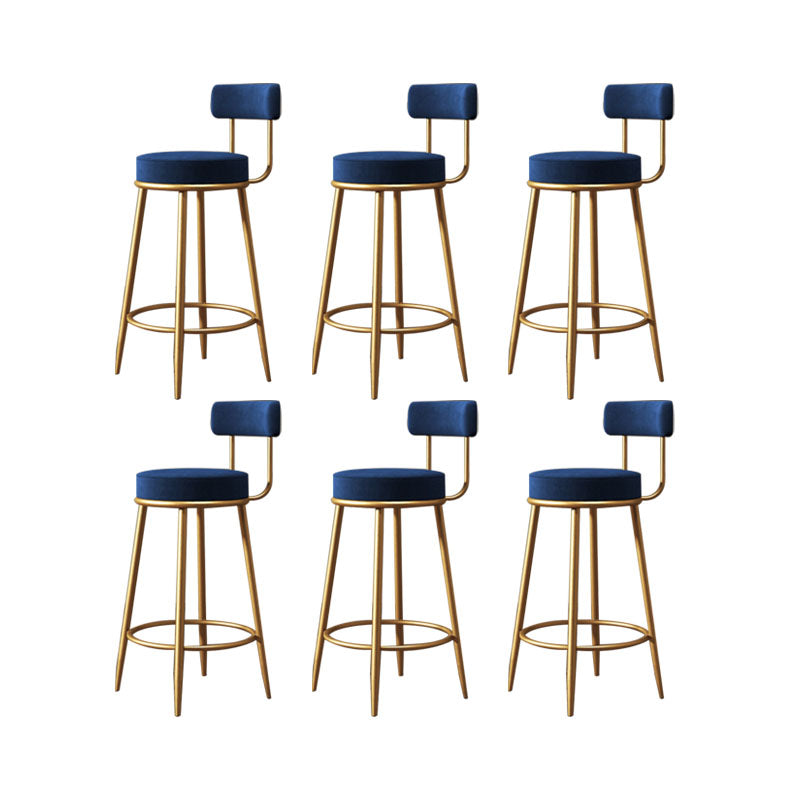 Glam Living Room Counter Chair Metal Bar Stools with Footrest