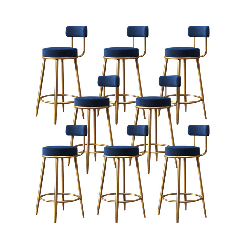 Glam Living Room Counter Chair Metal Bar Stools with Footrest