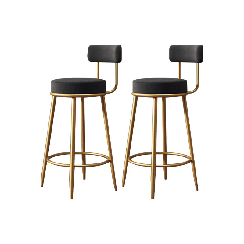 Glam Living Room Counter Chair Metal Bar Stools with Footrest