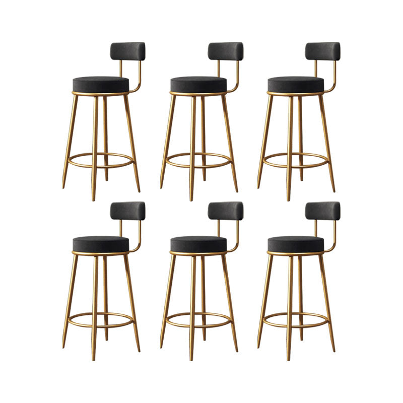 Glam Living Room Counter Chair Metal Bar Stools with Footrest