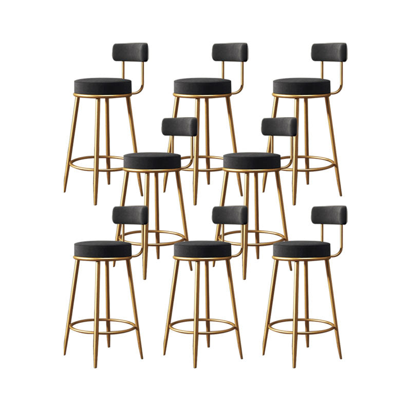 Glam Living Room Counter Chair Metal Bar Stools with Footrest