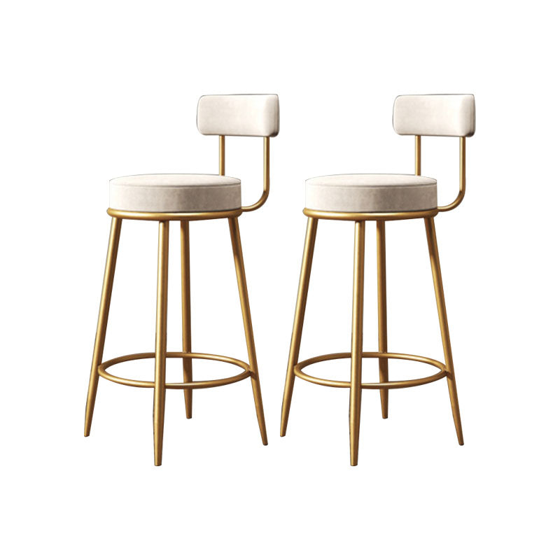 Glam Living Room Counter Chair Metal Bar Stools with Footrest