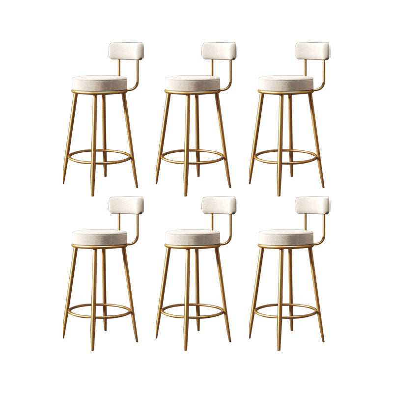 Glam Living Room Counter Chair Metal Bar Stools with Footrest