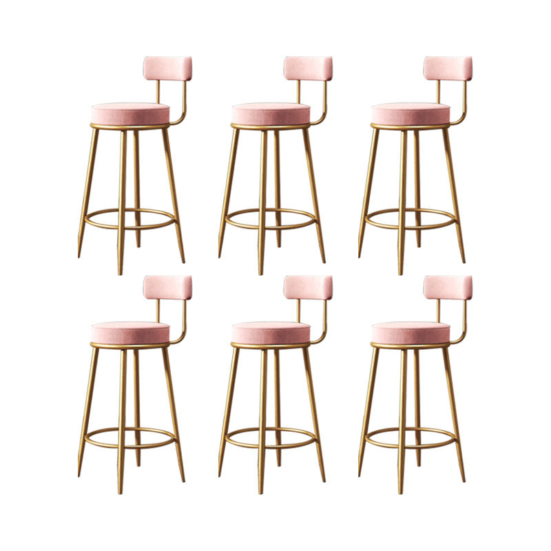 Glam Living Room Counter Chair Metal Bar Stools with Footrest