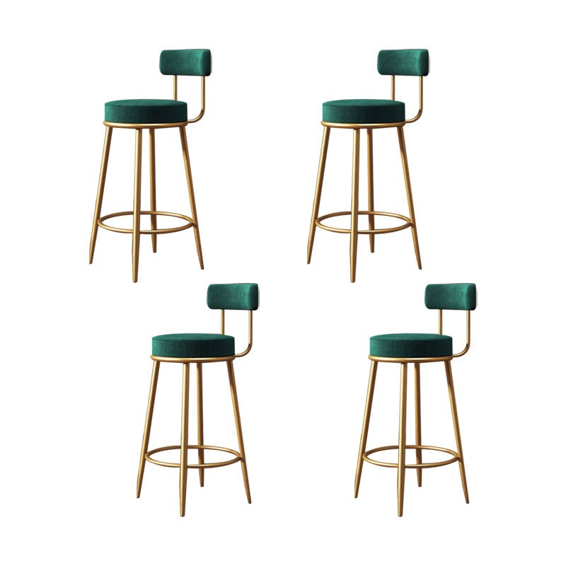 Glam Living Room Counter Chair Metal Bar Stools with Footrest
