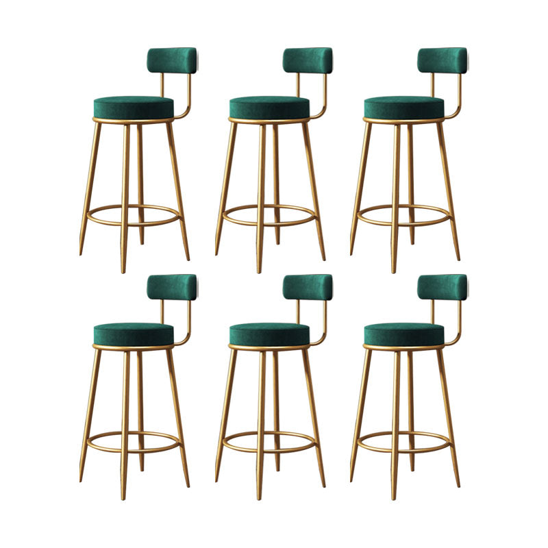 Glam Living Room Counter Chair Metal Bar Stools with Footrest