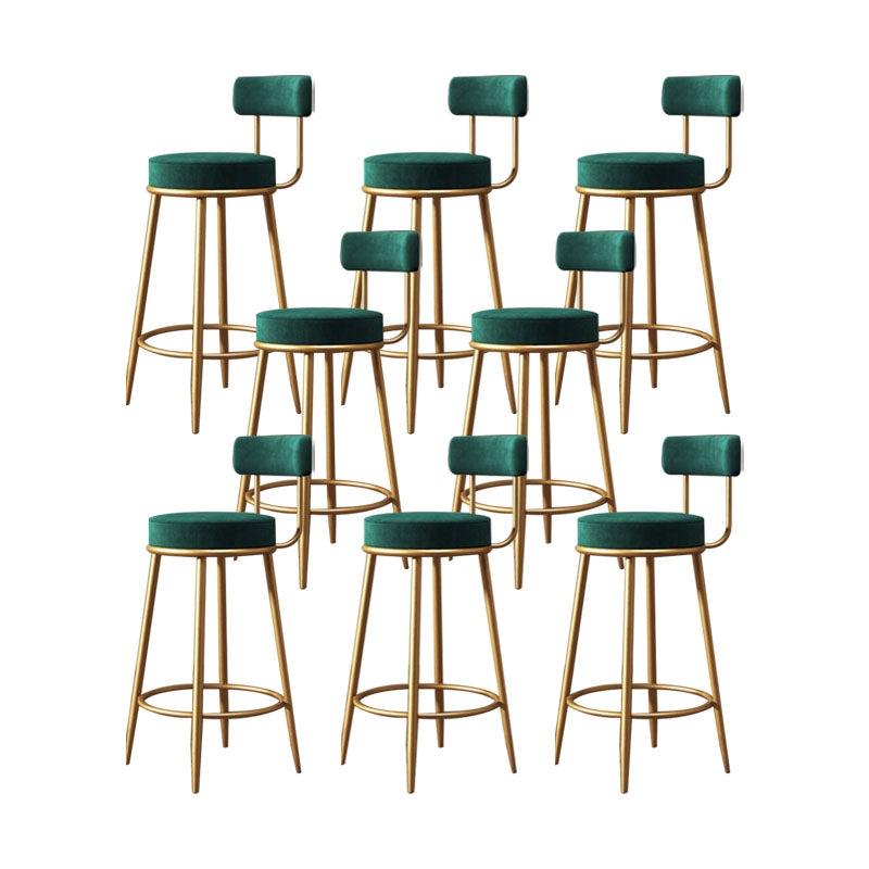 Glam Living Room Counter Chair Metal Bar Stools with Footrest