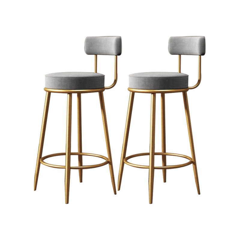 Glam Living Room Counter Chair Metal Bar Stools with Footrest