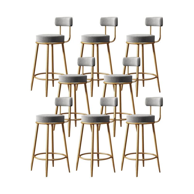 Glam Living Room Counter Chair Metal Bar Stools with Footrest