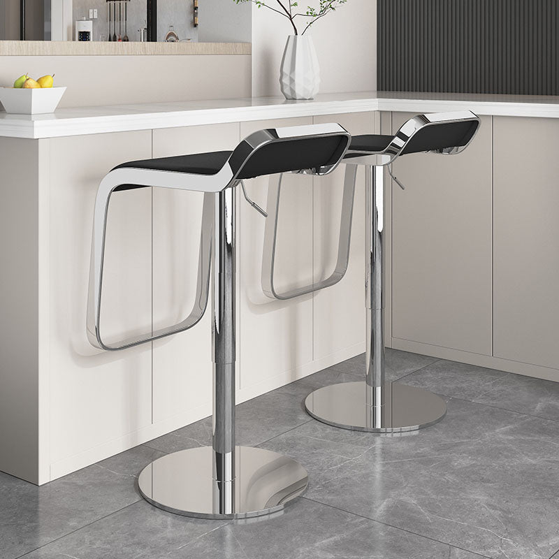 Faux Leather Bar Stools Adjustable Height Swivel Barstools with Footrest