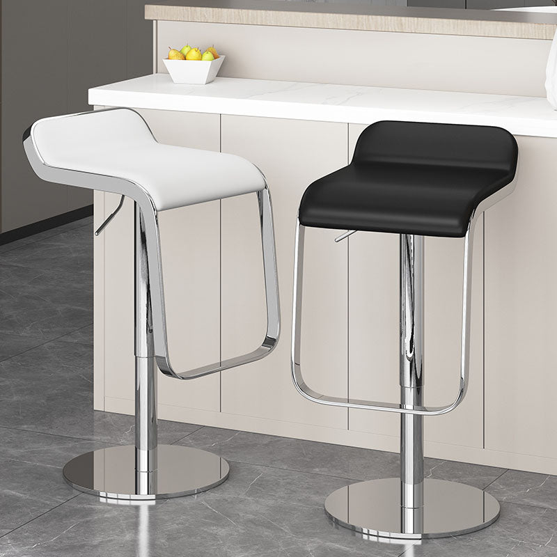 Faux Leather Bar Stools Adjustable Height Swivel Barstools with Footrest