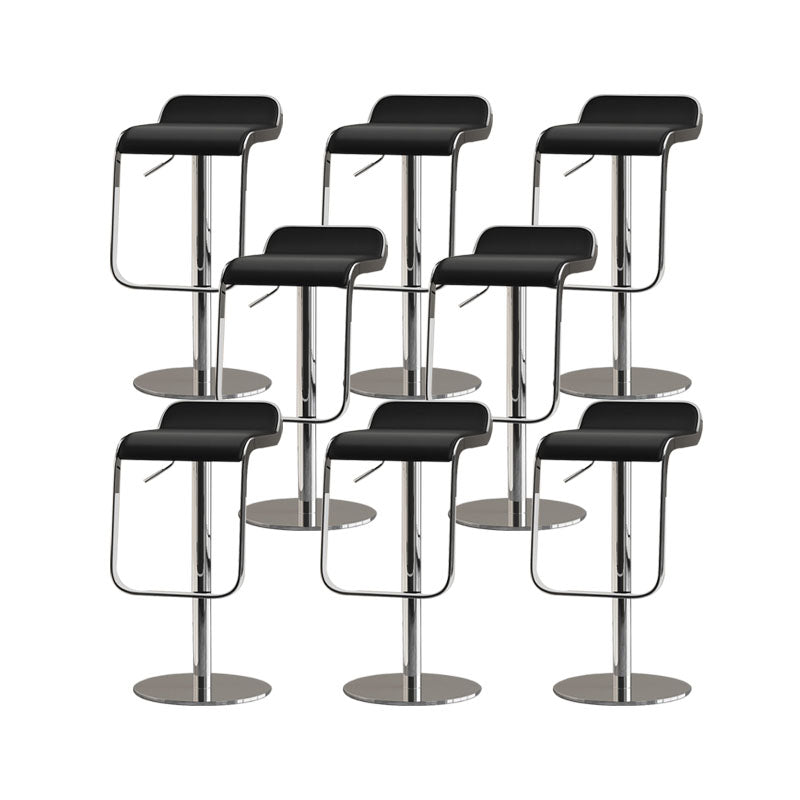 Faux Leather Bar Stools Adjustable Height Swivel Barstools with Footrest
