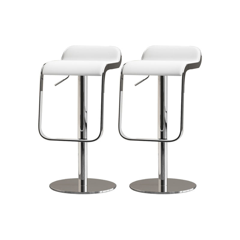 Faux Leather Bar Stools Adjustable Height Swivel Barstools with Footrest