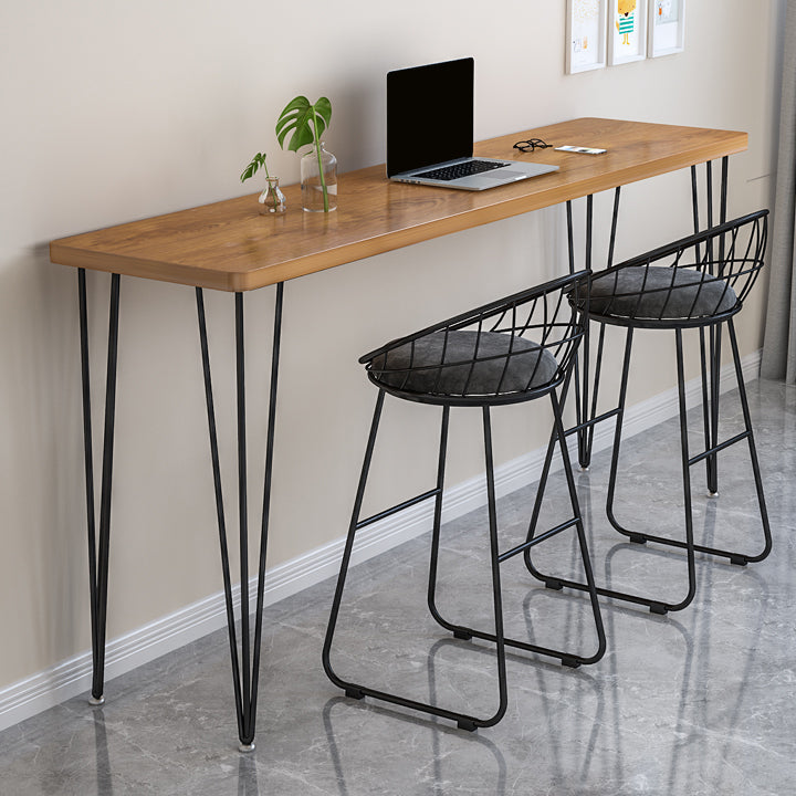 Modern Rectangle Wood Bar Table Metal Legs for Milk Tea Shop