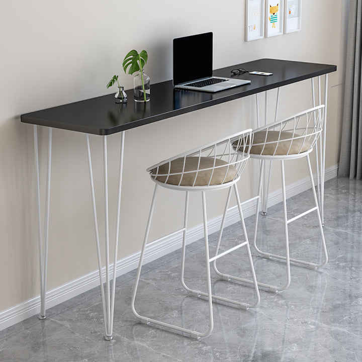 Modern Rectangle Wood Bar Table Metal Legs for Milk Tea Shop