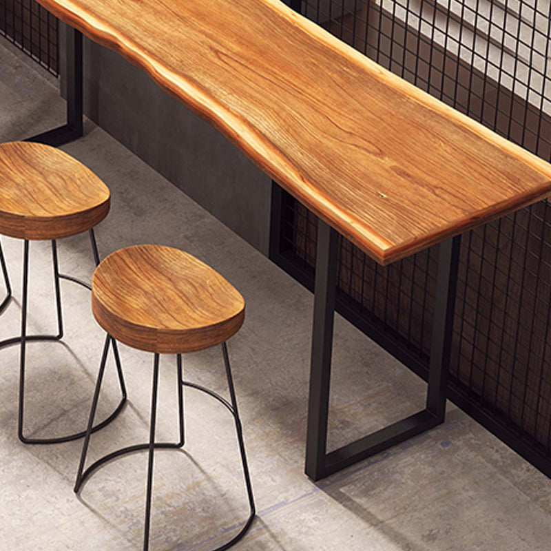 Pine Wood Rectangle Bar Table Modern Metal Legs for Milk Tea Shop