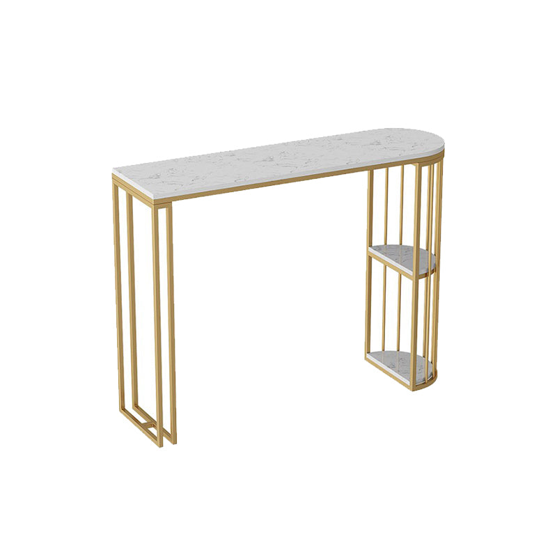 Glam Stone Bar Table Metal Base Storage Table for Living Room