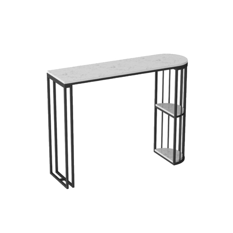 Glam Stone Bar Table Metal Base Storage Table for Living Room