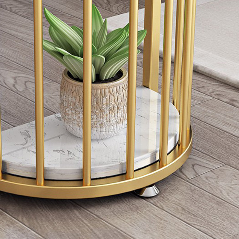 Glam Stone Bar Table Metal Base Storage Table for Living Room