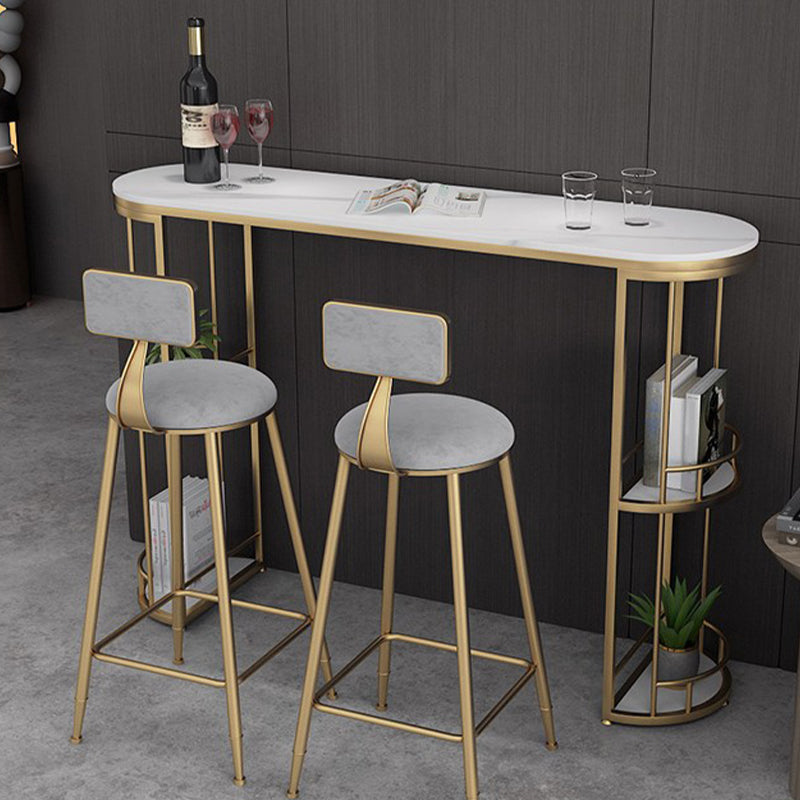 Modern Stone Ellipse Bar Table Storable Table for Living Room