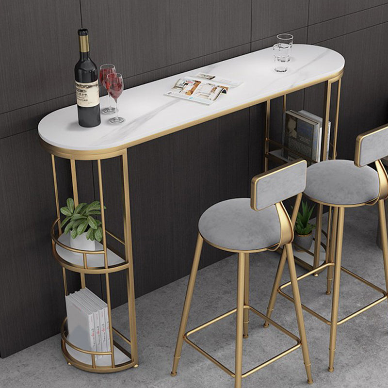 Modern Stone Ellipse Bar Table Storable Table for Living Room