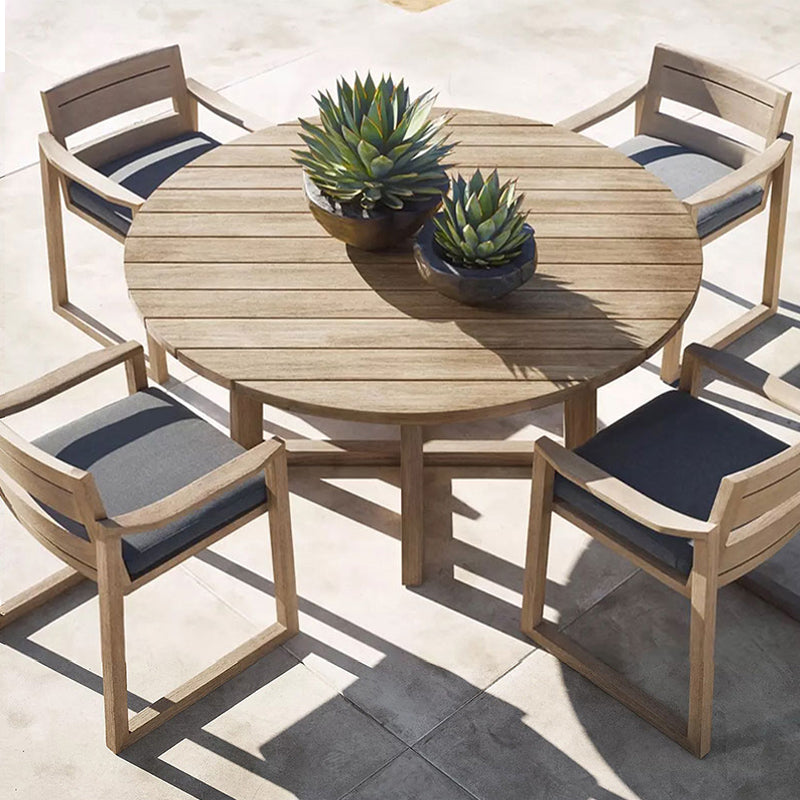 Brown Patio Dining Table Set 1/5/7 Pcs Wood Patio Dining Table and Chairs