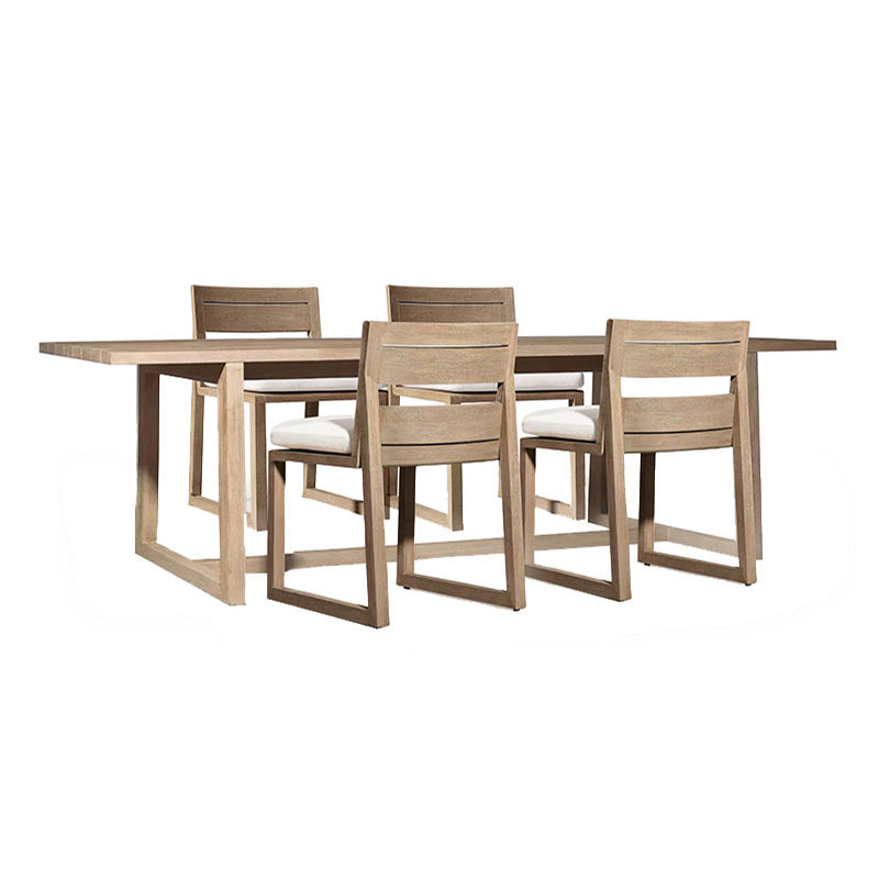 Brown Patio Dining Table Set 1/5/7 Pcs Wood Patio Dining Table and Chairs