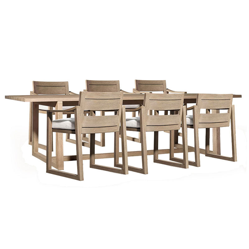 Brown Patio Dining Table Set 1/5/7 Pcs Wood Patio Dining Table and Chairs