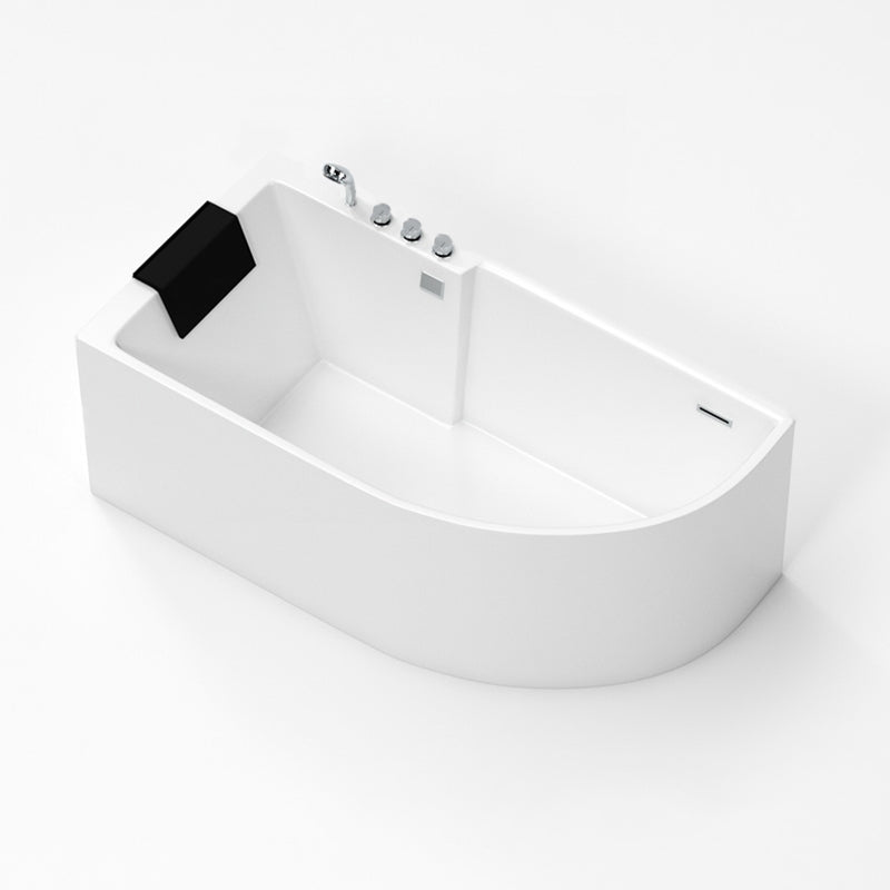 Corner Modern Acrylic Bathtub Soaking White Back to Wall Bath