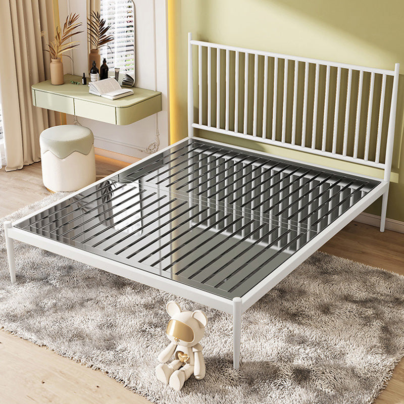 Contemporary Finish Metallic Open-Frame Bed Glam Wire-Grid Iron Bed Frame with Headboard
