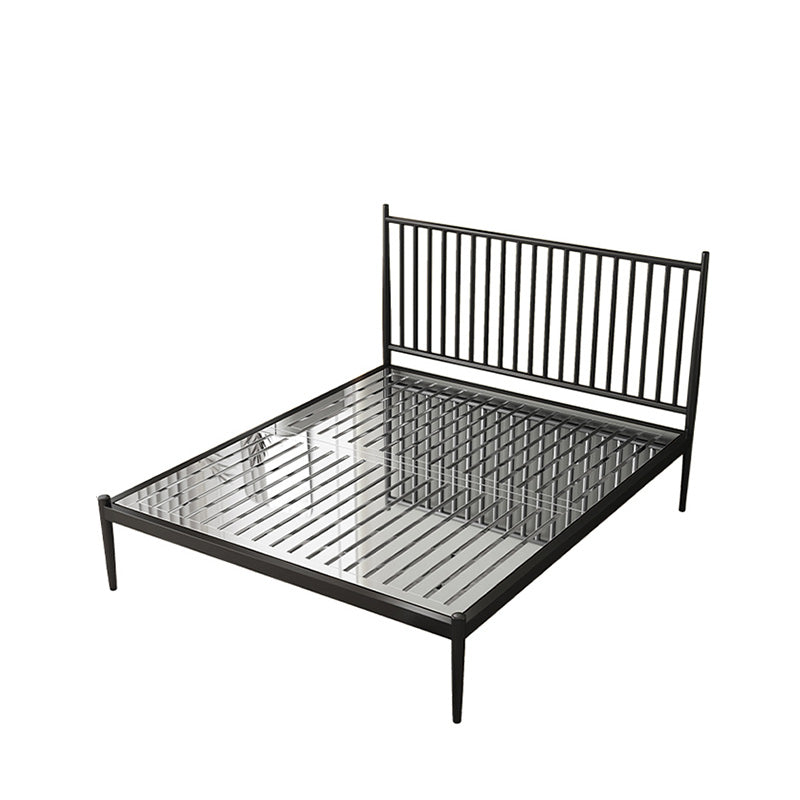 Contemporary Finish Metallic Open-Frame Bed Glam Wire-Grid Iron Bed Frame with Headboard