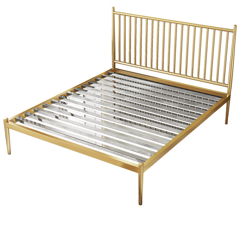 Contemporary Finish Metallic Open-Frame Bed Glam Wire-Grid Iron Bed Frame with Headboard