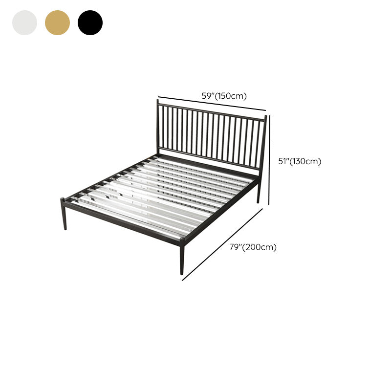 Contemporary Finish Metallic Open-Frame Bed Glam Wire-Grid Iron Bed Frame with Headboard