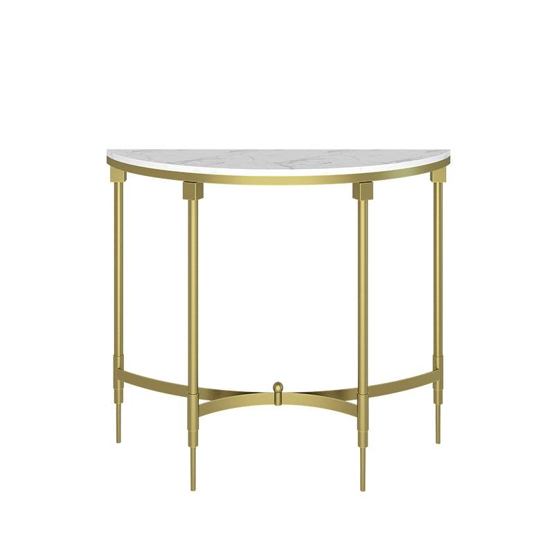 Glam Marble Accent Table Half Moon Sofa Console Table for Hall