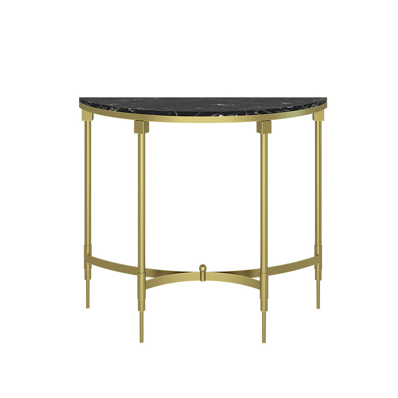 Glam Marble Accent Table Half Moon Sofa Console Table for Hall