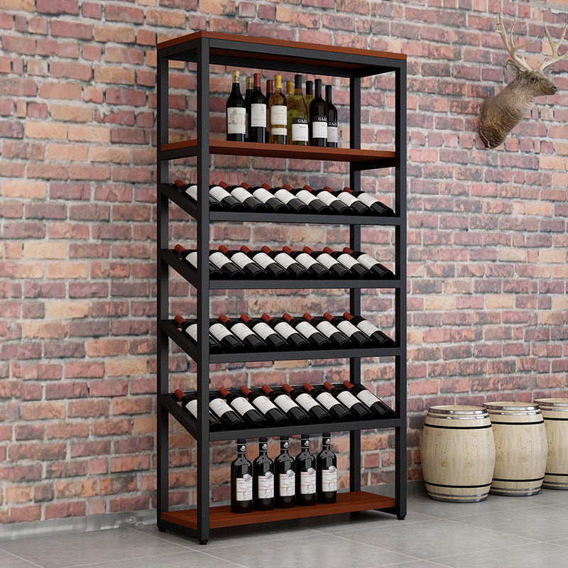 Metal Floor Wine Bottle & Glass Rack Modern Wooden Wine Holder for Kitchen