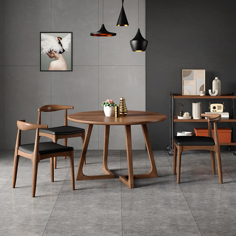 Modern Style Dinette Set 1/2/3/4/5 Pcs Round Solid Wood Dinette Table with Dining Chair