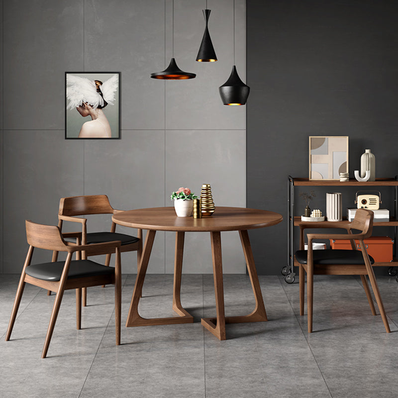 Modern Style Dinette Set 1/2/3/4/5 Pcs Round Solid Wood Dinette Table with Dining Chair