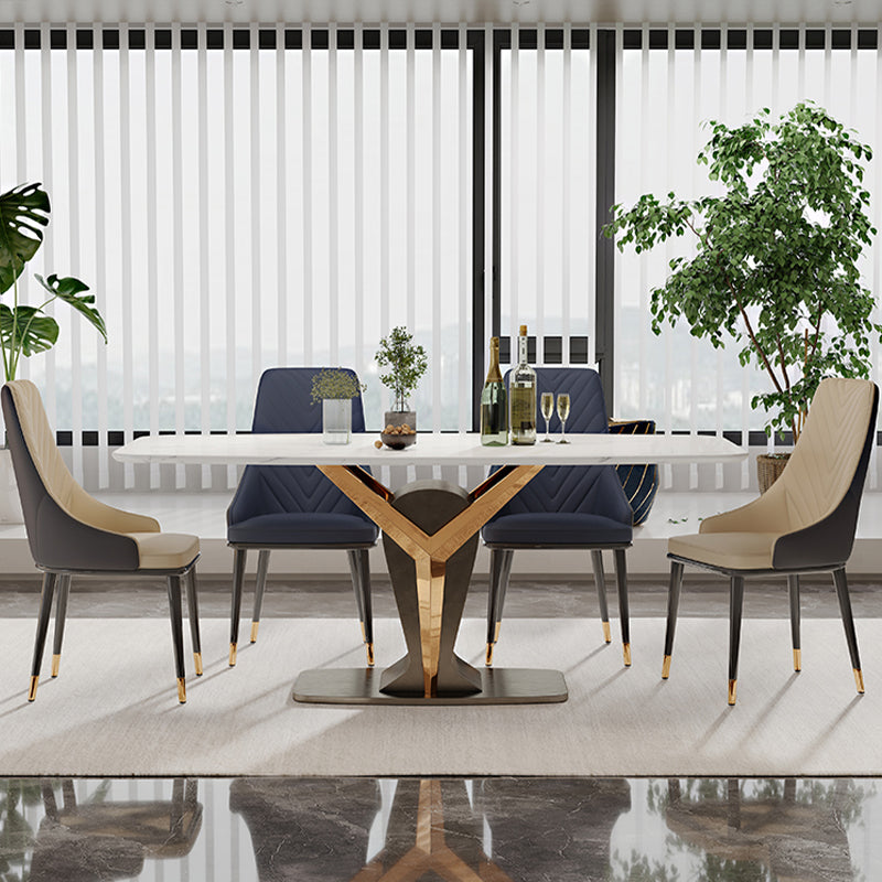 Rectangle Pedestal Dinner Room Kitchen Table Modern Dining Site Table