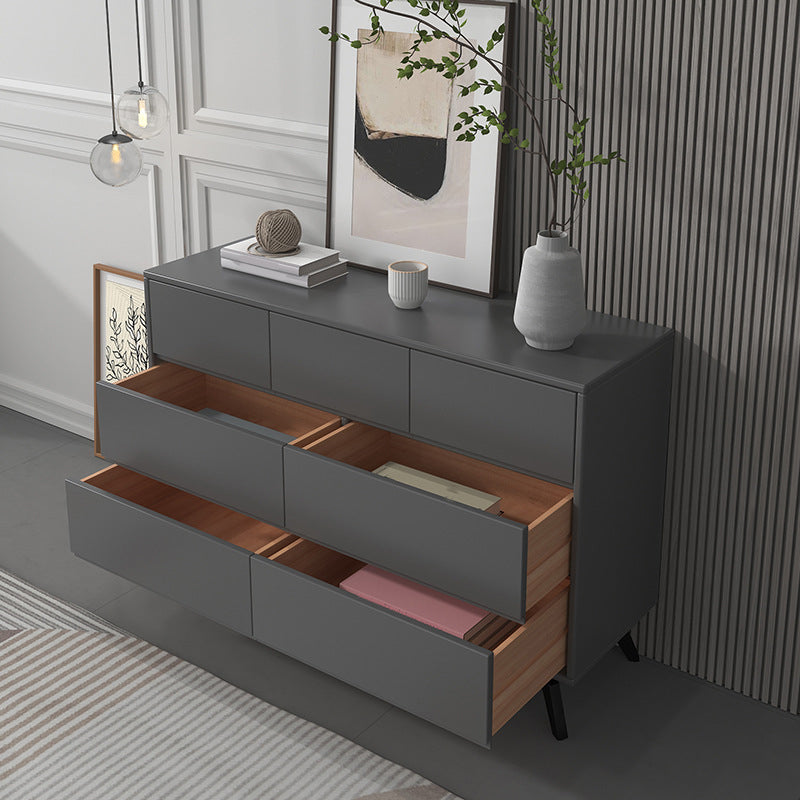 Contemporary Double Dresser Rubber Wood Horizontal Storage Chest Dresser for Bedroom