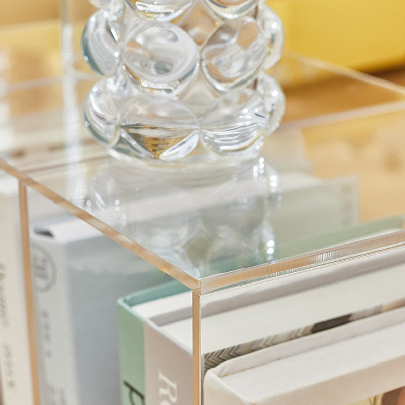 Contemporary Antique Finish Shelf Bookcase Geometric Bookshelf