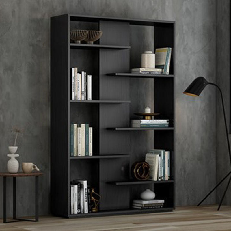Contemporary Open Back Standard Bookshelf Wood Bookcase with Shelves